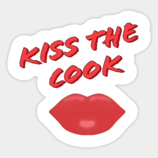 Kiss The Cook Red Lips (White Background) Sticker